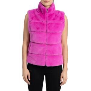 NEW LOVE TOKEN vince faux fur vest in hot pink
